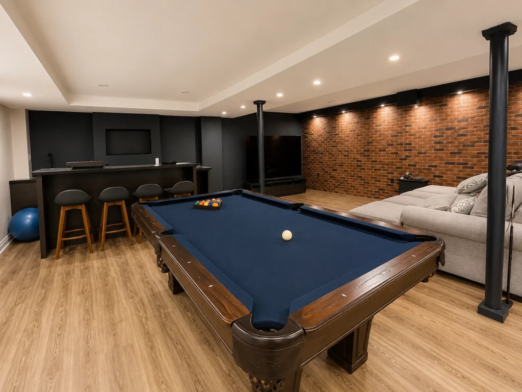 Modern basement renovation in Toronto