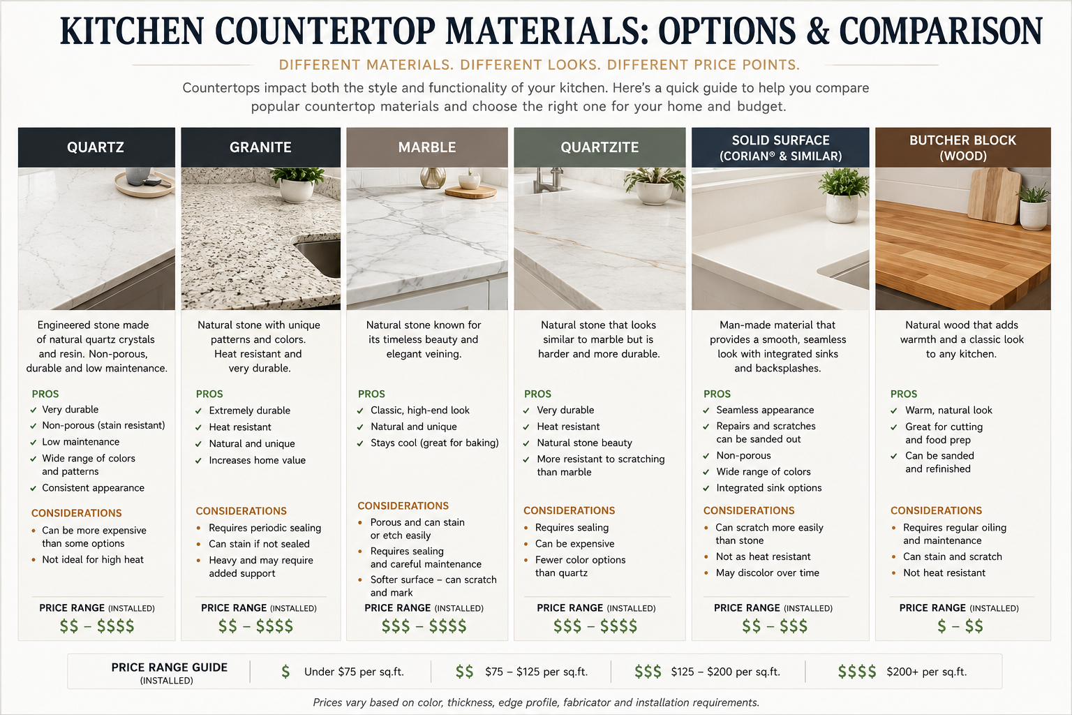 kitchen countertop materials choices